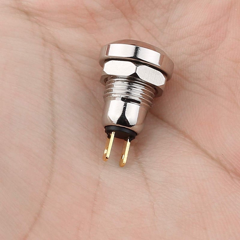 Clyxgs Metal Momentary Push Button Switch Waterproof Silver Point 8mm Mini Micro Round DC36V/2A Self-Reset for Power Start Doorbell, Golden Foot, 5PCS - Image 4